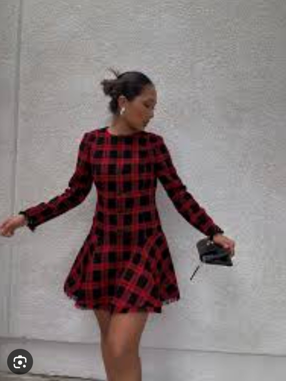 Antonio Melani Zuzu Novelty Tweed Drop Waist Long Sleeve Plaid Dress